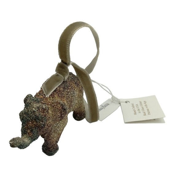 Eliot Raffit Elephant Ornament With Glass Glitter - Vintage Neiman Marcus Glitzy - Picture 2 of 10
